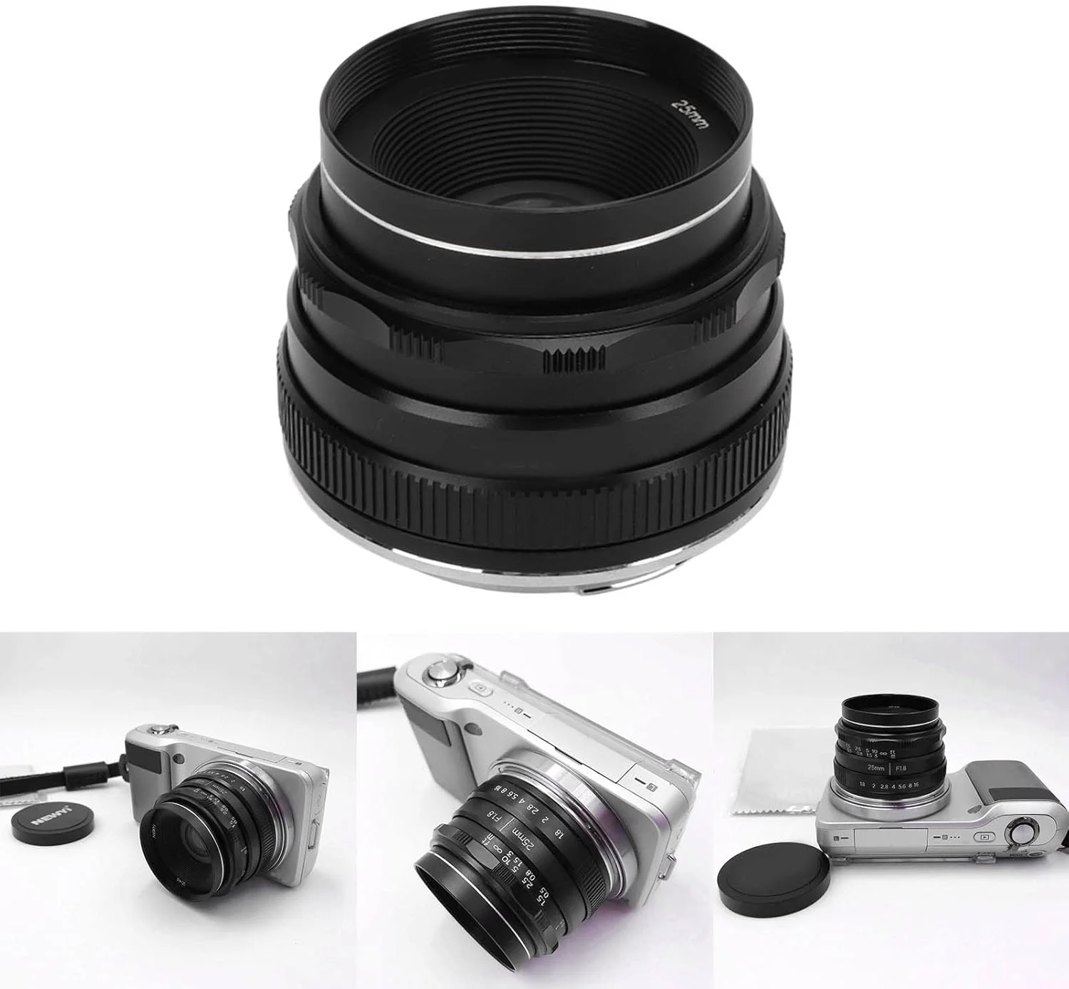 لنز دوربین 25mm F1.8 لنز جایگزین دوربین لنز با دیافراگم بزرگ با فوکوس دستی APS-C برای مانت EOS M برای دوربین M2 M3 M5