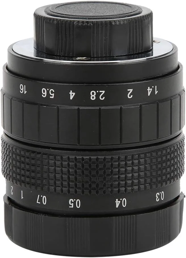 لنز 50mm F1.4 با مانت C، لنز فوکوس ثابت دستی جهانی، لنز شیشه ای فلزی و نوری، لنز چند منظوره با قطعات نوری پیشرفته، لنز جایگزین پایه C (مشکی)