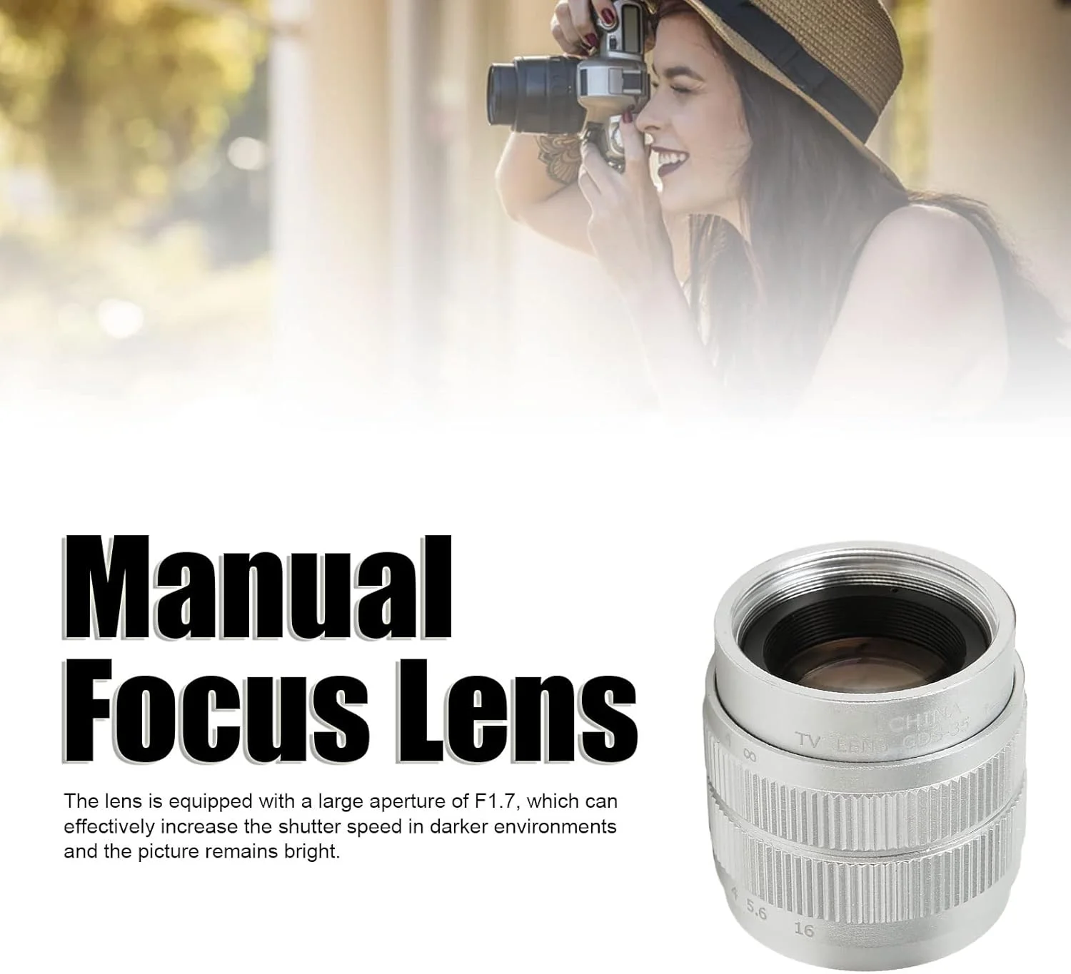 لنز زاویه باز 35 میلیمتری F1.7 با فوکوس دستی Bewinner برای دوربینهای بدون آینه با مانت C، لنز تلهسین ثابت با دیافراگم بزرگ قابل حمل، هدیه ای برای علاقه مندان به عکاسی (نقره ای) لنز زاویه باز 35 میلیمتری F1.7 با فوکوس دستی Bewinner برای دوربینهای بدون آینه با مانت C، لنز تلهسین ثابت با دیافراگم بزرگ قابل حمل، هدیه ای برای علاقه مندان به عکاسی (نقره ای)