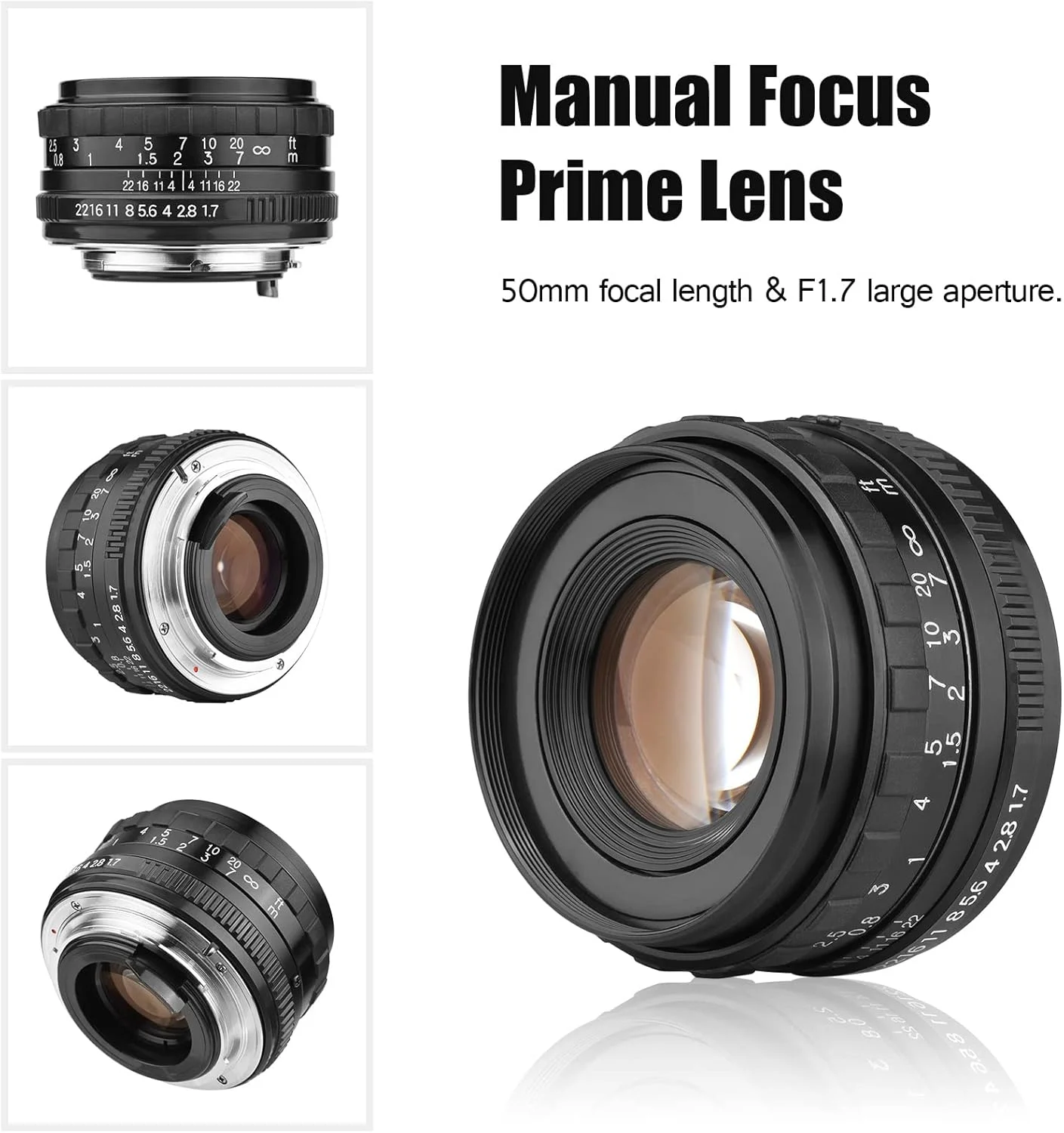 لنز دوربین 50 میلی‌متری F1.7 با دیافراگم بزرگ و فوکوس دستی، مانت PK، جایگزین برای دوربین های فول فریم K1 K 1 Mark II