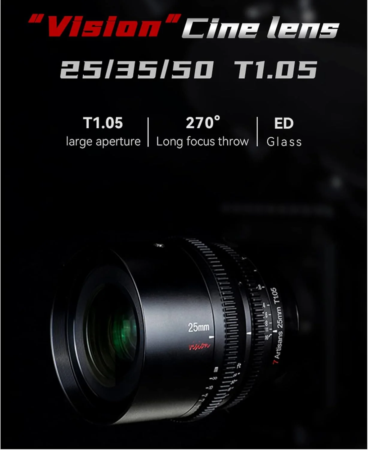 لنز سینمایی 25mm T1.05 با دهانه باز و فوکوس دستی 7artisans سازگار با دوربین های سونی E-Mount لنز سینمایی 25mm T1.05 با دهانه باز و فوکوس دستی 7artisans سازگار با دوربین های سونی E-Mount