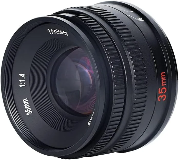 لنز ثابت 7artisans 35mm F1.4 Mark II APS-C با فوکوس دستی و دیافراگم باز، سازگار با دوربین های بدون آینه کانن با مانت R مدل های R RP R5 R6