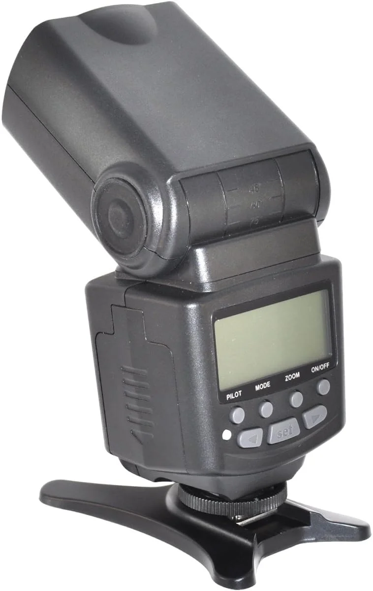 فلاش دیجیتال SLR اتوماتیک فوکوس i-TTL سری Pro مدل XTSB1010 با نمایشگر LCD، قابلیت چرخش و زوم برای دوربین های Nikon DSLR، مشکی