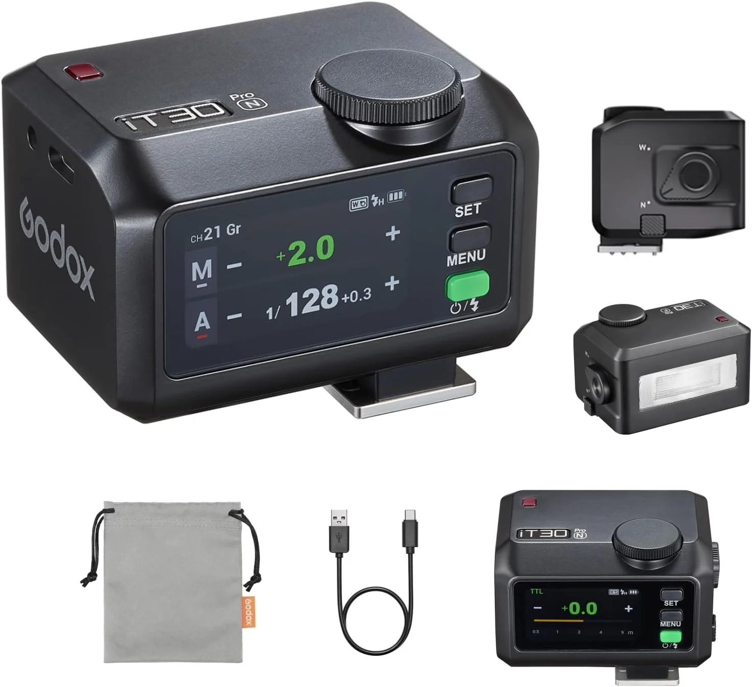 فلاش دوربین GODOX iT30ProN i-TTL GN15، عدد فلاش 560، زمان شارژ مجدد 1.5 ثانیه، HSS 1/8000 ثانیه، دیفیوزر داخلی برای دوربین های نیکون (مشکی)