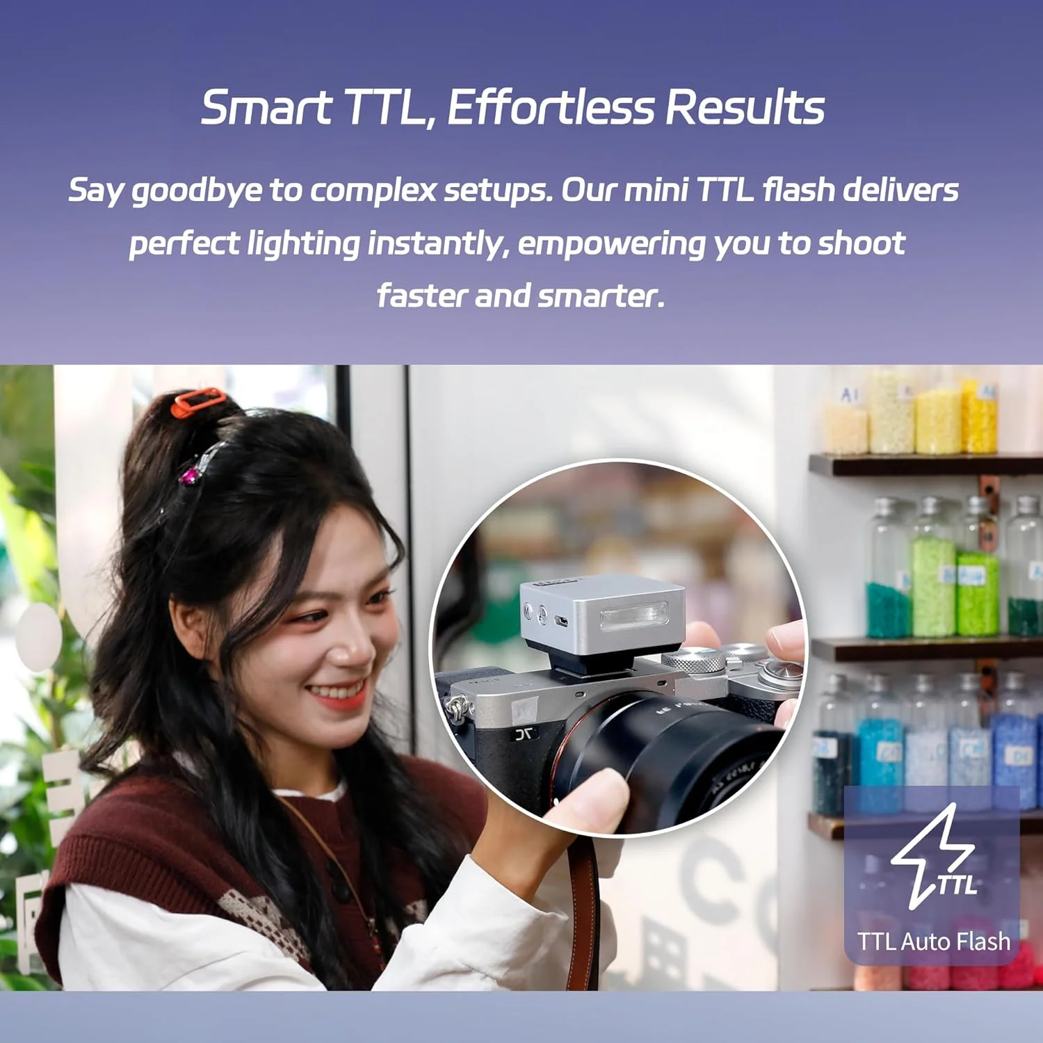 فلاش دوربین کوچک GODOX IT20 S TTL iFlash، بیش از 700 فلاش و بازیافت 1.5 ثانیه، 6 استاپ (1/32 تا 1/1 قدرت)، باتری داخلی با دیفیوزر و فیلتر مغناطیسی (نقره ای، برای سونی) فلاش دوربین کوچک GODOX IT20 S TTL iFlash، بیش از 700 فلاش و بازیافت 1.5 ثانیه، 6 استاپ (1/32 تا 1/1 قدرت)، باتری داخلی با دیفیوزر و فیلتر مغناطیسی (نقره ای، برای سونی)