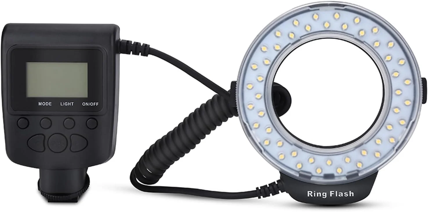 فلاش LED نوآورانه GLOGLOW با عملکرد فلاش چپ-راست برای عکس های سه بعدی - شامل 4 فیلتر و 9 آداپتور برای لوازم جانبی دوربین