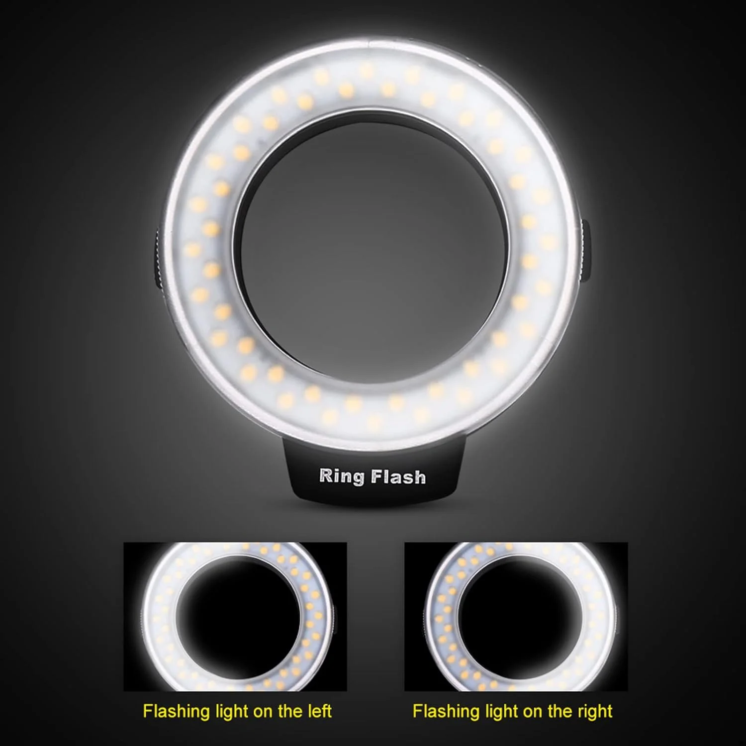 فلاش LED نوآورانه GLOGLOW با عملکرد فلاش چپ-راست برای عکس های سه بعدی - شامل 4 فیلتر و 9 آداپتور برای لوازم جانبی دوربین