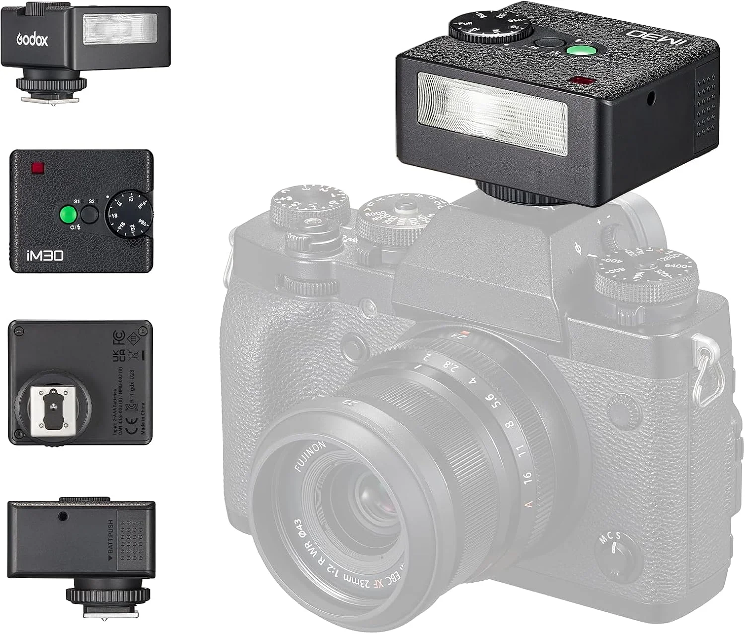 فلاش گودکس iM30، فلاش دوربین گودکس، ۷ سطح قدرت، فلاش کوچک اسپیدلایت ۶۵۰۰K±۲۰۰K برای دوربین های کانن، سونی، نیکون، فوجی، المپوس