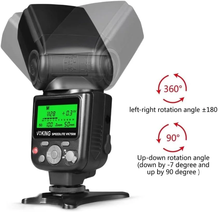 فلاش اسپیدلایت حالت TTL از راه دور Voking 750III با نمایشگر LCD برای دوربین های DSLR کانن با پایه اتصال استاندارد فلاش اسپیدلایت حالت TTL از راه دور Voking 750III با نمایشگر LCD برای دوربین های DSLR کانن با پایه اتصال استاندارد