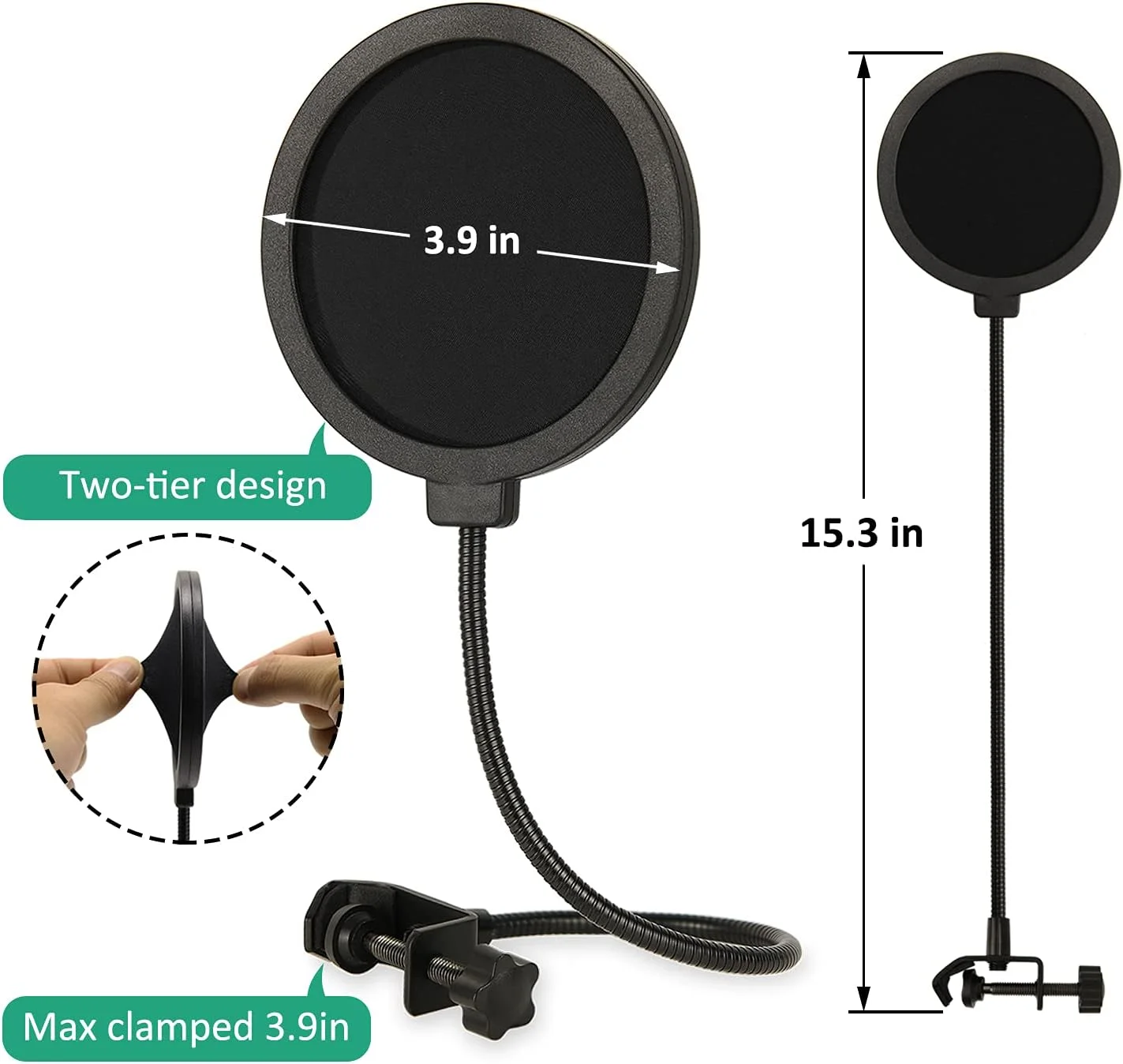 فیلتر پاپ میکروفون و فوم بادگیر برای میکروفون Razer Seiren V2 Pro، فیلتر پاپ حرفه ای میکروفون با روکش فوم میکروفون برای ضبط استودیویی و استریم