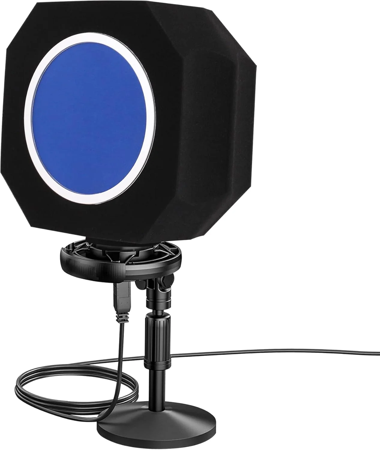 محافظ آکوستیک میکروفون حرفه ای به همراه پاپ فیلتر، فیلتر انعکاس صدا برای استودیوهای ضبط، فوم جاذب صدا برای کاهش نویز و انعکاس صدا برای ضبط، خوانندگی، پادکست و پخش زنده