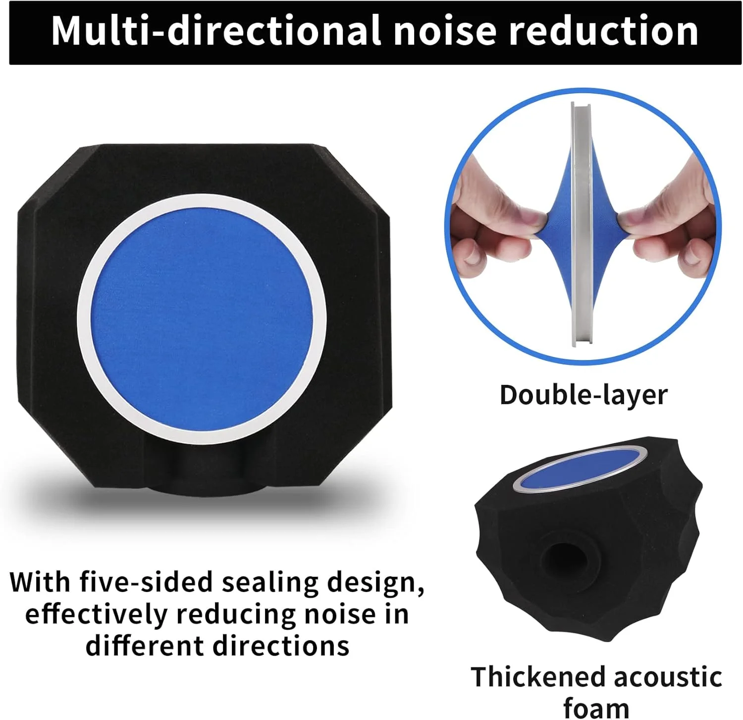 محافظ آکوستیک میکروفون حرفه ای به همراه پاپ فیلتر، فیلتر انعکاس صدا برای استودیوهای ضبط، فوم جاذب صدا برای کاهش نویز و انعکاس صدا برای ضبط، خوانندگی، پادکست و پخش زنده