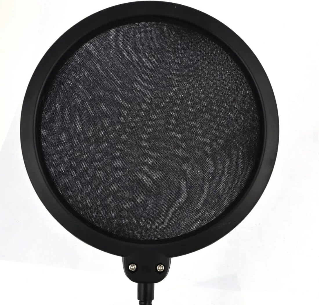 پایه انعطاف پذیر مشکی برای میکروفون ضبط صدا به همراه پاپ فیلتر و محافظ باد