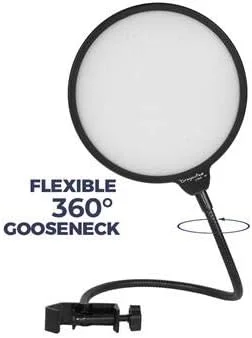 پاپ شیلد استودیویی میکروفون 6 اینچی با گیره - مشکی/سفید