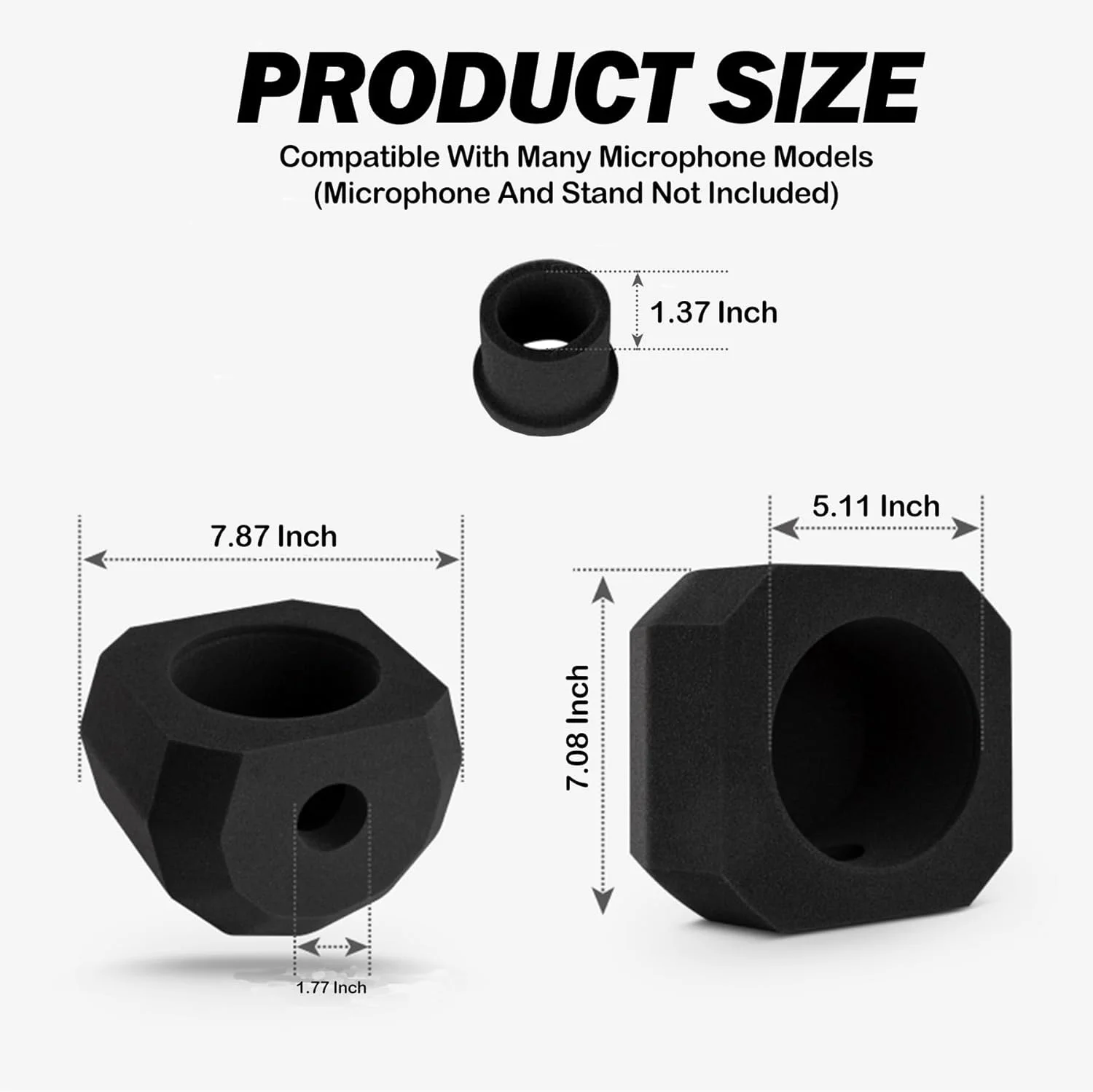 محافظ ایزولاسیون میکروفون حرفه ای، فوم جاذب صدا قابل حمل برای انعکاس و نویز، پاپ فیلتر میکروفون برای استودیوهای ضبط، پخش زنده، پادکست