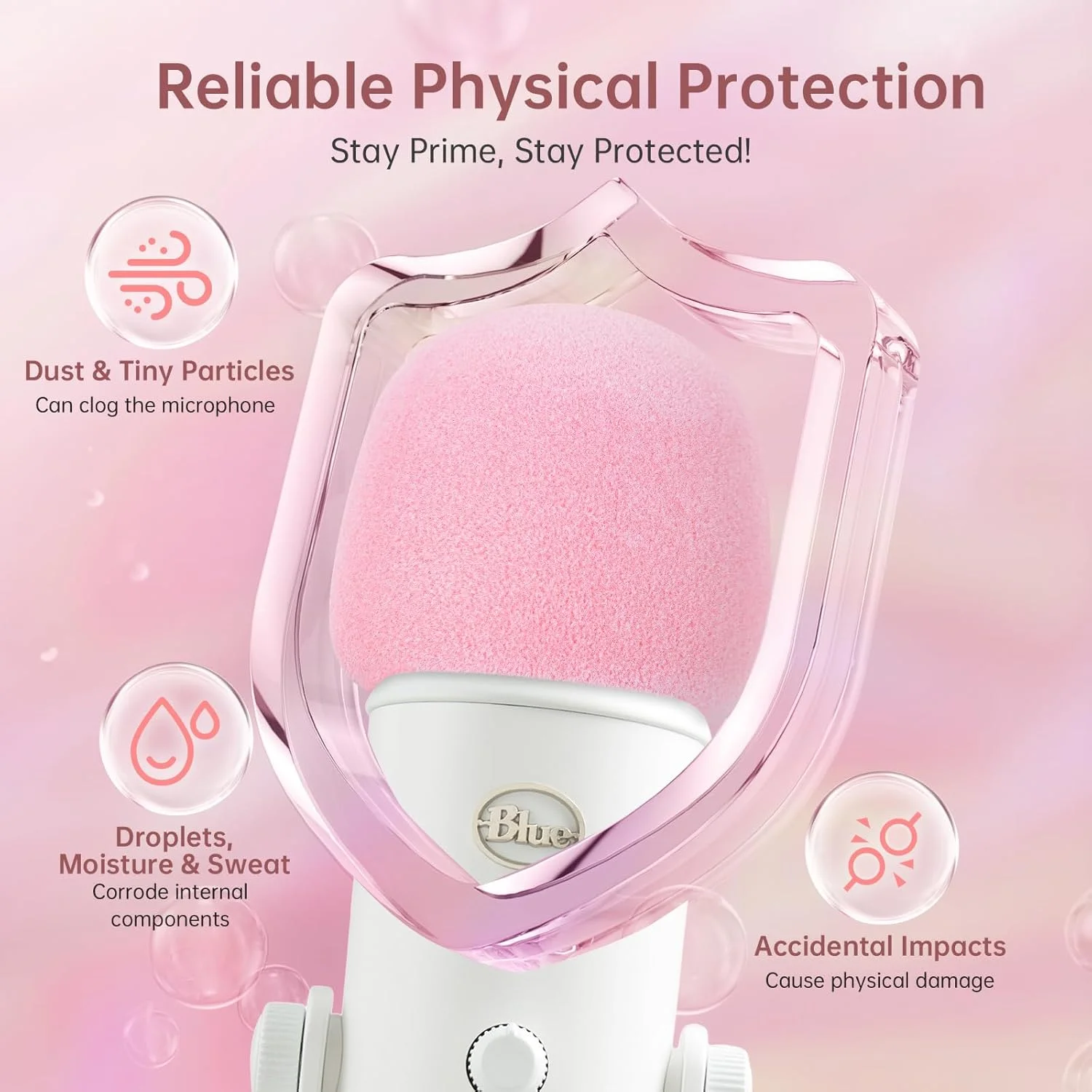 فیلتر پاپ/بادگیر برای میکروفون های Blue Yeti و Yeti Pro، روکش میکروفون برای فیلتر کردن صداهای ناگهانی و نویز خش خش