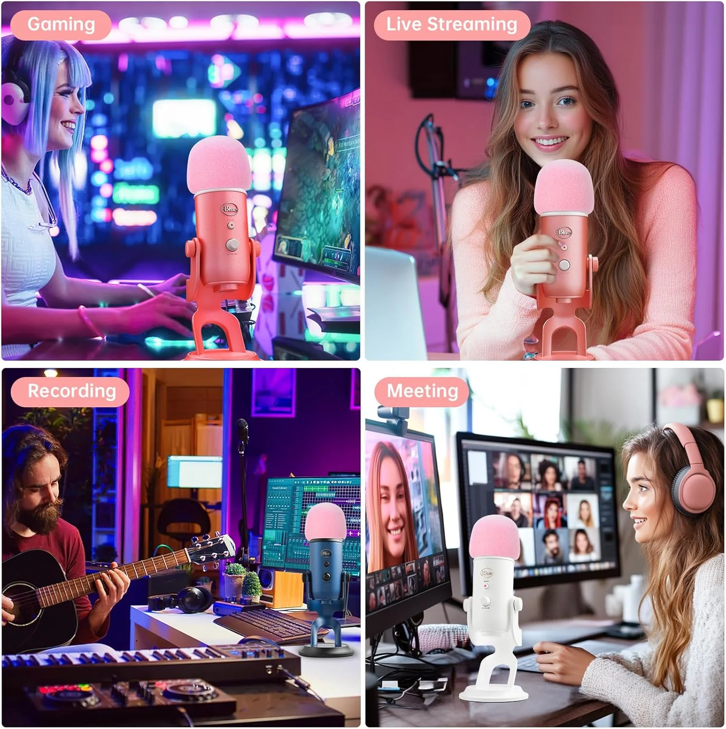 فیلتر پاپ/بادگیر برای میکروفون های Blue Yeti و Yeti Pro، روکش میکروفون برای فیلتر کردن صداهای ناگهانی و نویز خش خش