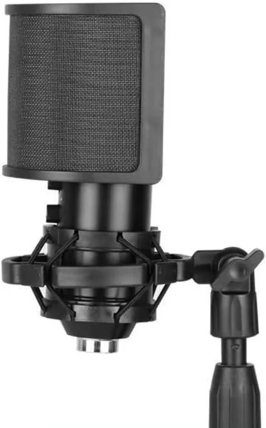 محافظ میکروفون OYSTERBOY، صفحه فیلتر پاپ جمع و جور برای استودیو ضبط، ویدیوهای یوتیوب، استریم سازگار با میکروفون خازنی (مشکی)