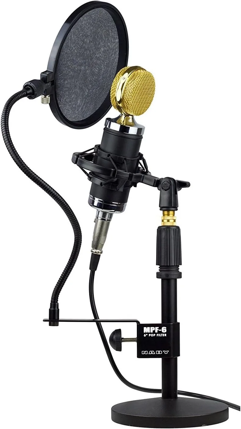 فیلتر پاپ میکروفون گیره ای 6 اینچی Nady SPF-1 با گردن غازی انعطاف پذیر و بازوی تثبیت کننده فلزی (مدل ارتقا یافته MPF-6 سال 2018)