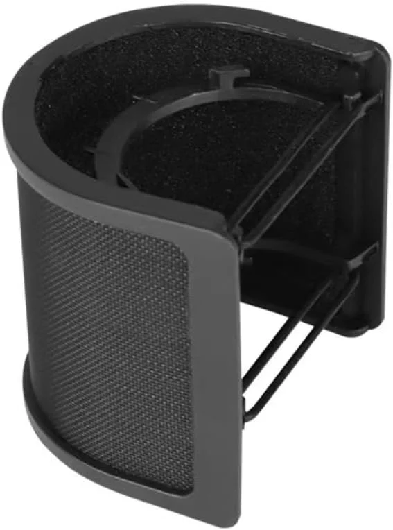 محافظ میکروفون OYSTERBOY، صفحه فیلتر پاپ جمع و جور برای استودیو ضبط، ویدیوهای یوتیوب، استریم سازگار با میکروفون خازنی (مشکی)