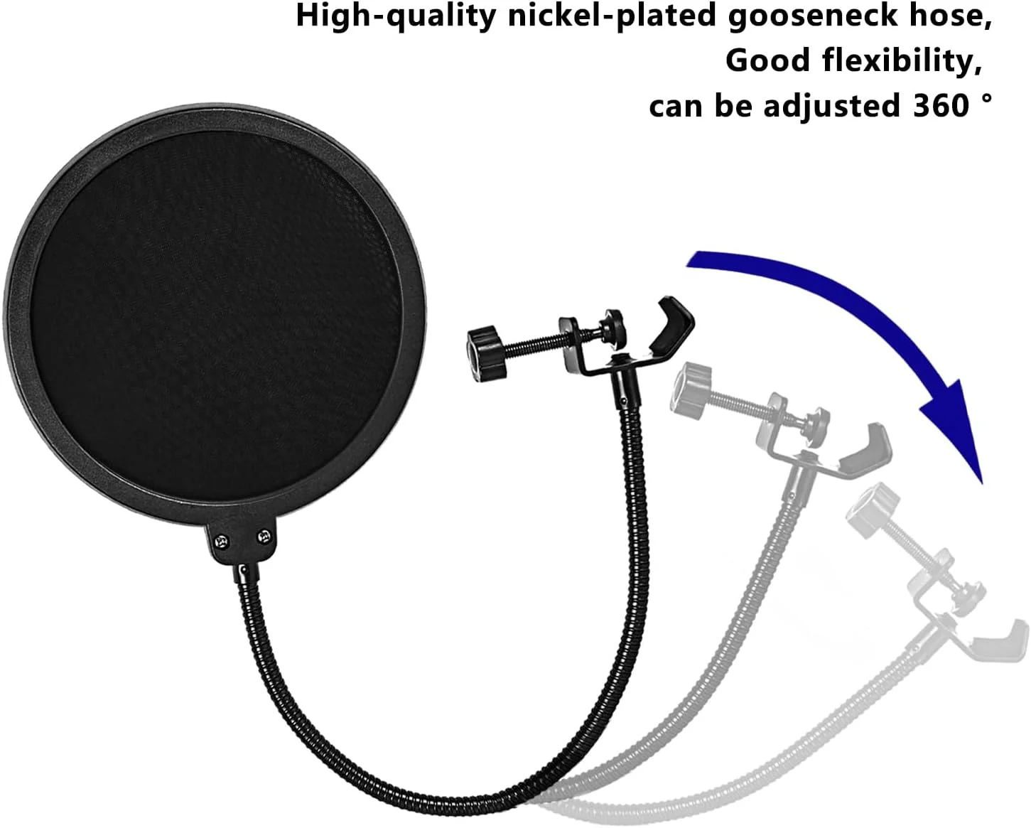 فیلتر پاپ میکروفون سازگار با Razer Seiren X, Mini, V2 Pro, Elite, Emote، محافظ فیلتر میکروفون Proscreen با بازوی فلزی تثبیت کننده، ماسک ضد پاپ با گیره C