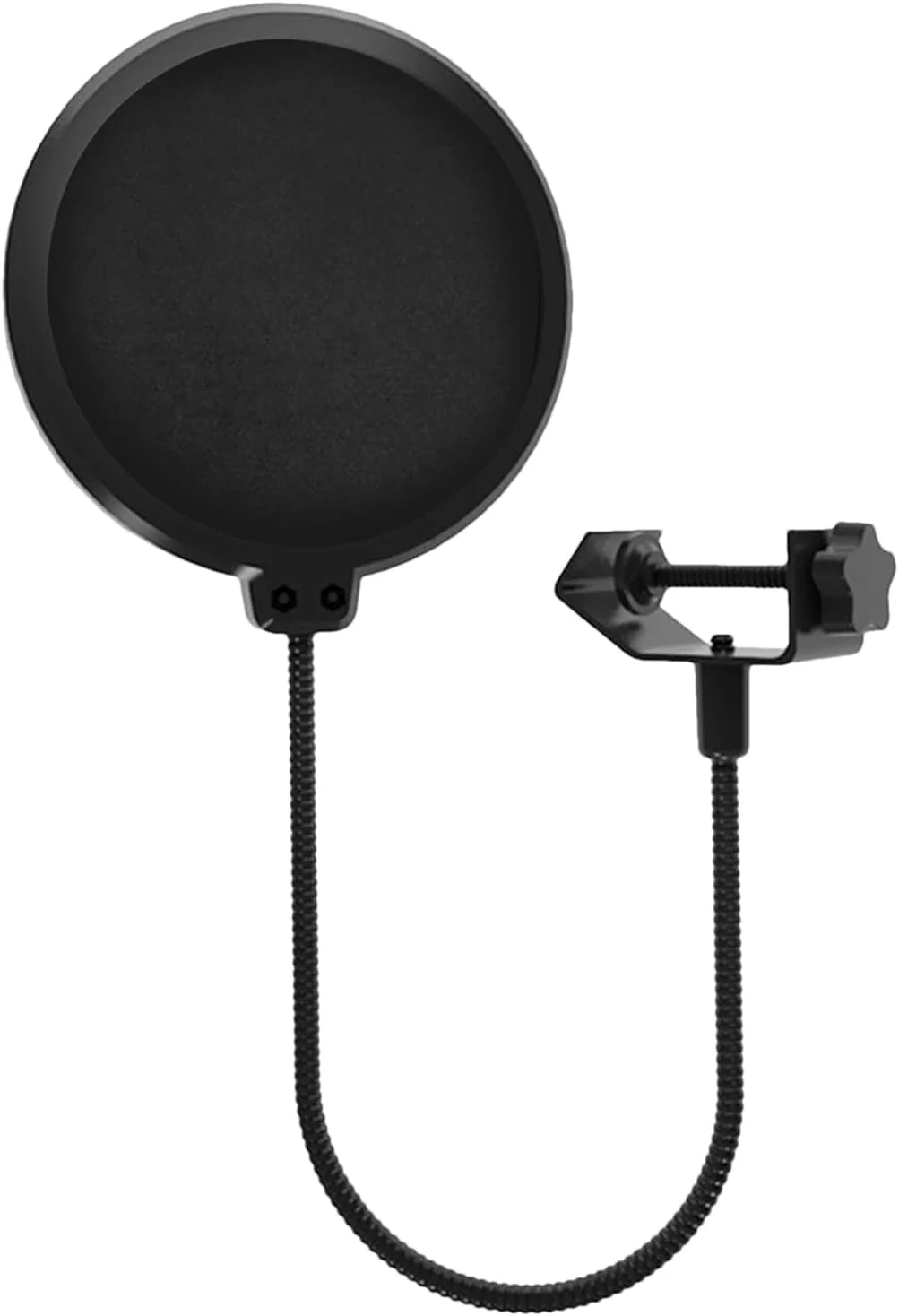 فیلتر پاپ میکروفون | محافظ باد میکروفون ضبط صدا | محافظ باد تجهیزات صوتی دو لایه با گردن غازی قابل تنظیم برای مجریان و بازیگران