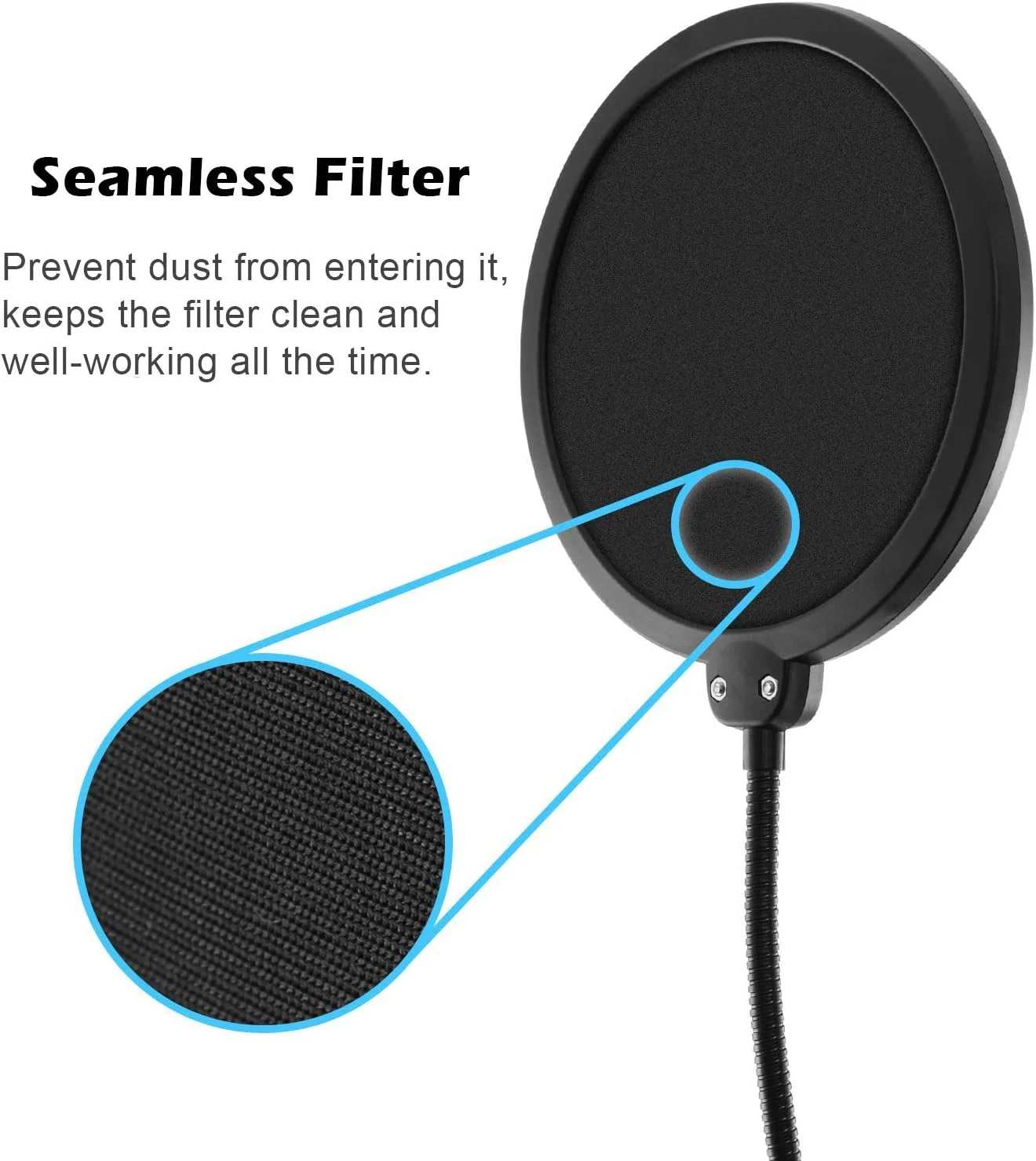 فیلتر پاپ میکروفون استودیویی دولایه با شکل گرد، ماسک محافظ باد میکروفون به همراه گیره پایه