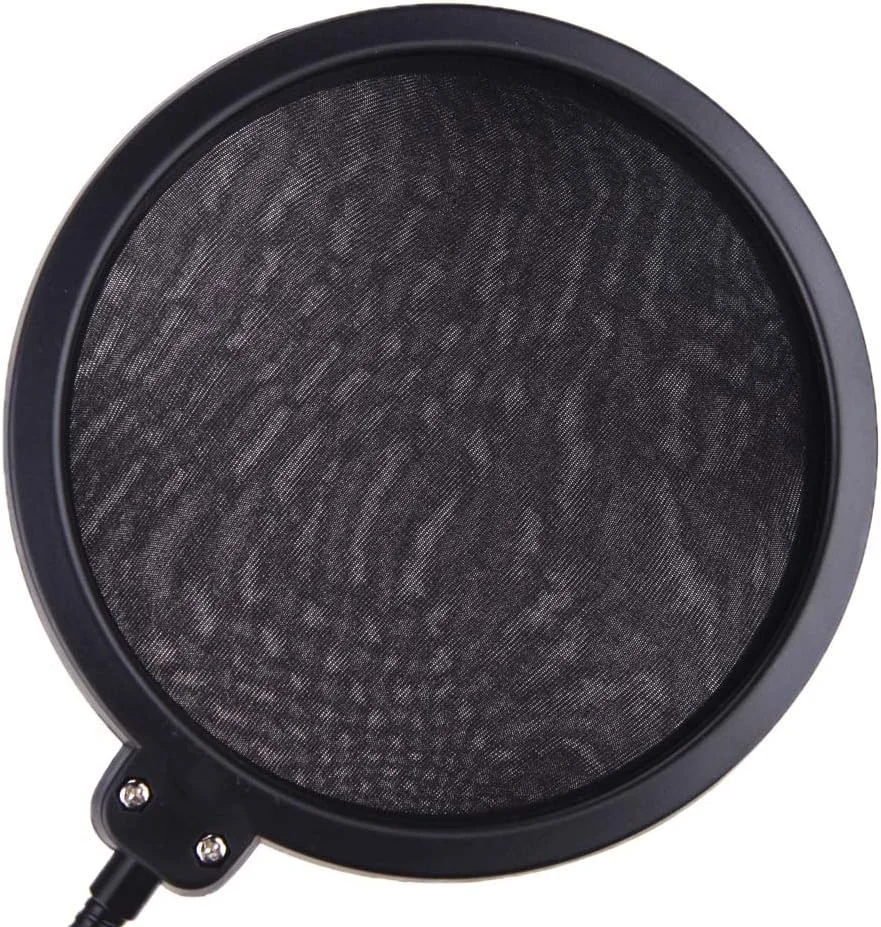 فیلتر پاپ میکروفون، فیلتر پاپ میکروفون استودیویی شیلد محافظ باد دولایه با شفت قابل تنظیم و انعطاف پذیر برای ضبط صدا، سخنرانی و آواز