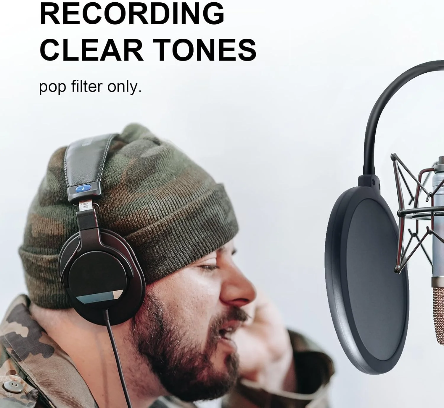 پاپ فیلتر میکروفون، پاپ فیلتر میکروفون برای بلو یتی و سایر میکروفون ها، صفحه بادگیر دولایه با بازوی تثبیت کننده گیره 360 درجه انعطاف پذیر پیشرفته برای ضبط صدا، پخش زنده، بازی