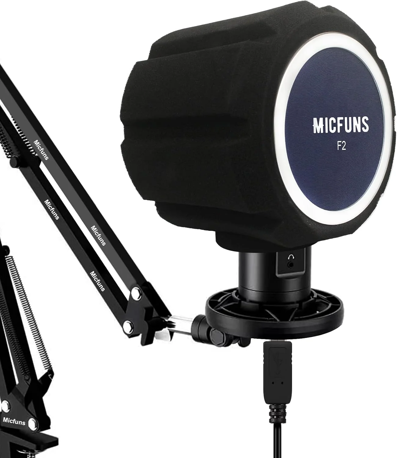 فیلتر پاپ میکروفون حرفه ای F2، فیلتر آکوستیک برای میکروفون های استودیو ضبط 45 تا 60 میلی متری، فوم جاذب صدا که نویز و بازتاب را کاهش می دهد (آبی)