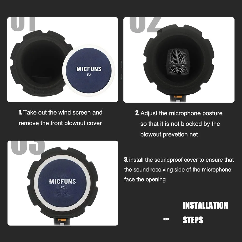 فیلتر پاپ میکروفون حرفه ای F2، فیلتر آکوستیک برای میکروفون های استودیو ضبط 45 تا 60 میلی متری، فوم جاذب صدا که نویز و بازتاب را کاهش می دهد (آبی)