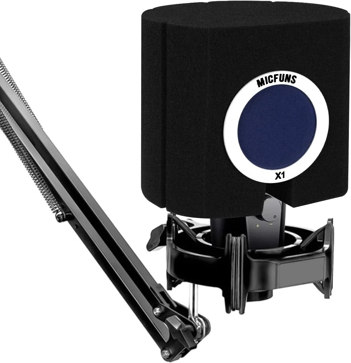 میکروفون حرفه ای X1 مدل مینی، محافظ باد و فیلتر پاپ، فیلتر آکوستیک (آبی)