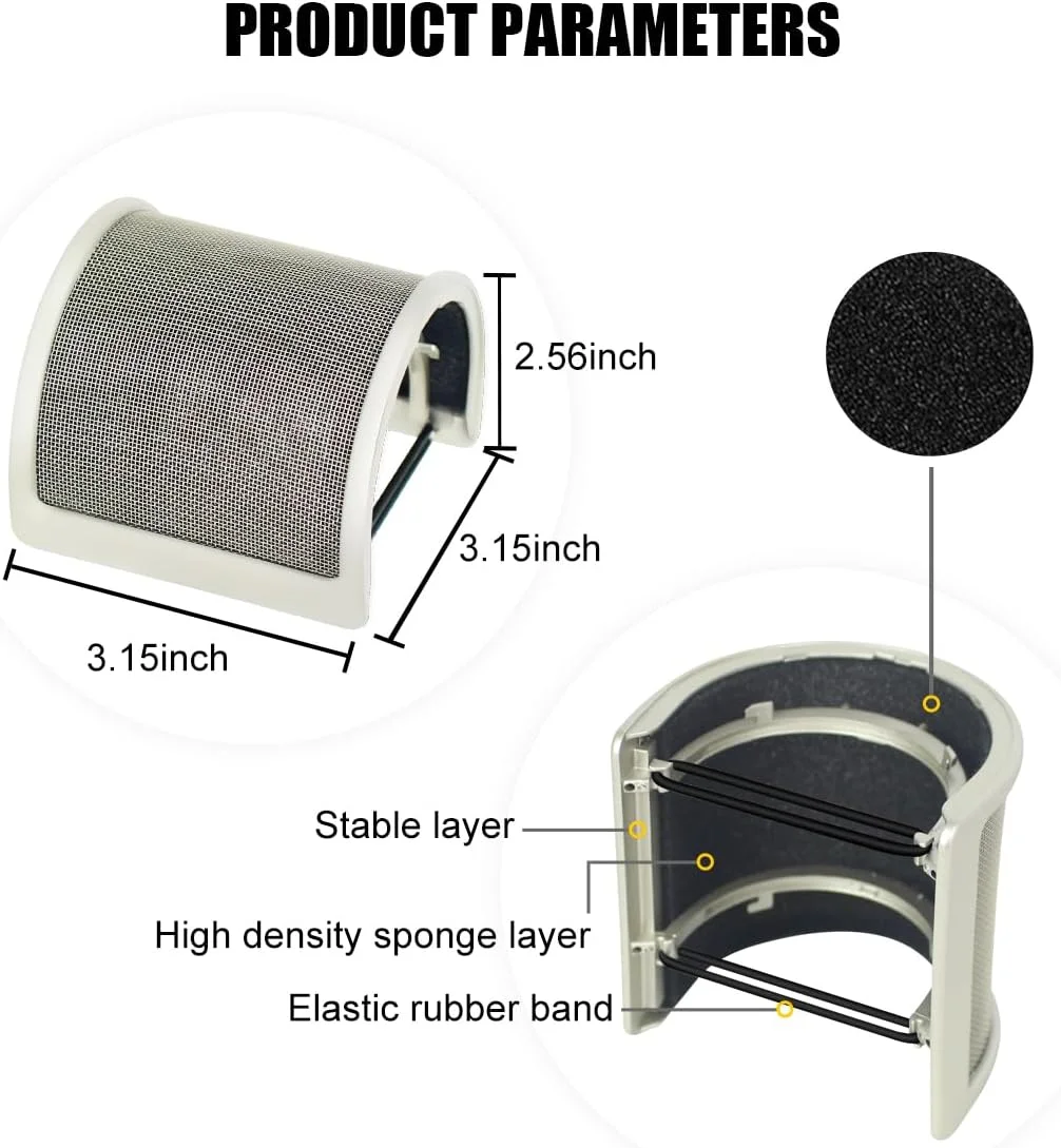 فیلتر پاپ میکروفون، محافظ پاپ میکروفون مدل U شکل طلایی (طلایی) فیلتر پاپ میکروفون، محافظ پاپ میکروفون مدل U شکل طلایی (طلایی)