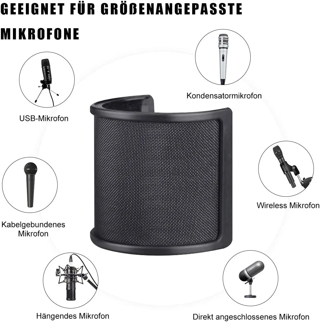 فیلتر پاپ میکروفون، محافظ پاپ میکروفون با لایه فوم بادگیر برای استودیو، ضبط، پادکست