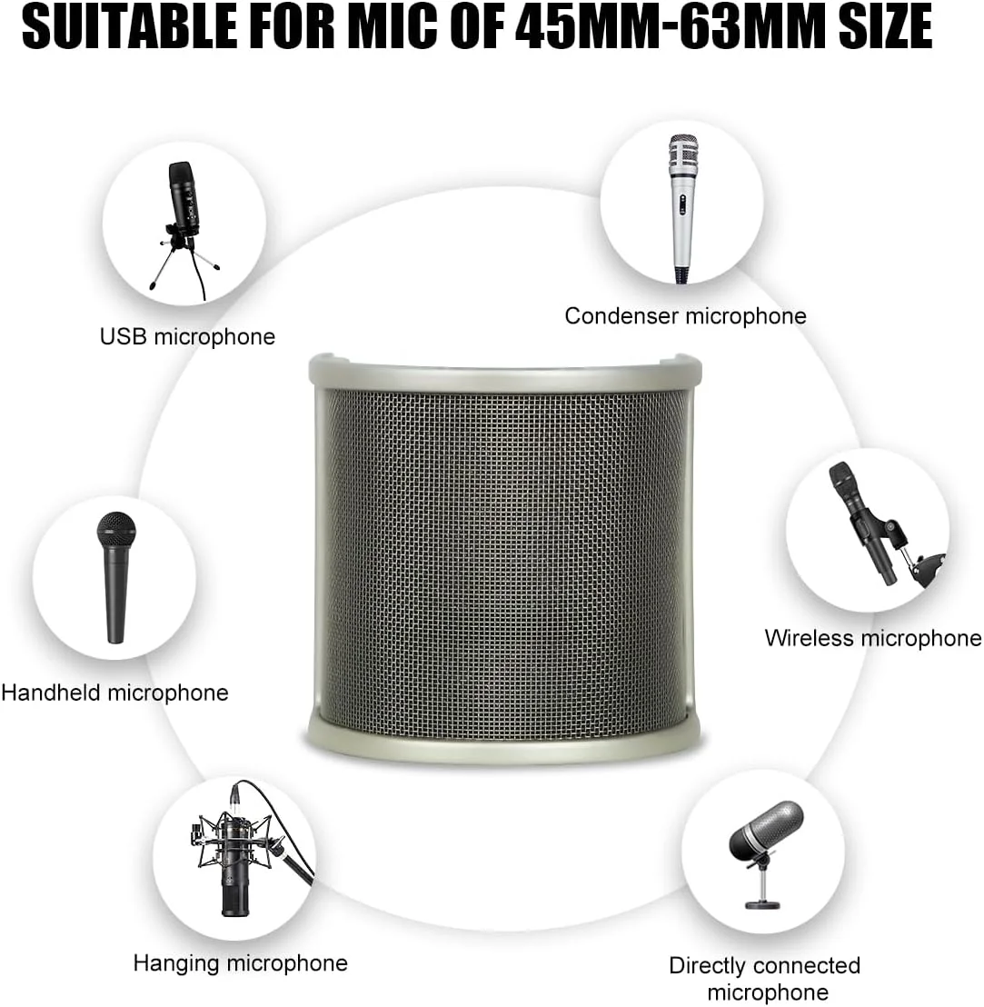 فیلتر پاپ میکروفون، محافظ پاپ میکروفون مدل U شکل طلایی (طلایی) فیلتر پاپ میکروفون، محافظ پاپ میکروفون مدل U شکل طلایی (طلایی)