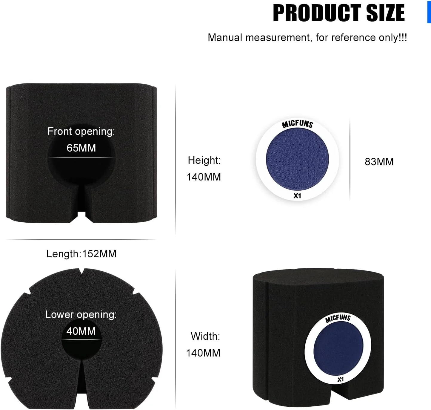 میکروفون حرفه ای X1 مدل مینی، محافظ باد و فیلتر پاپ، فیلتر آکوستیک (آبی)