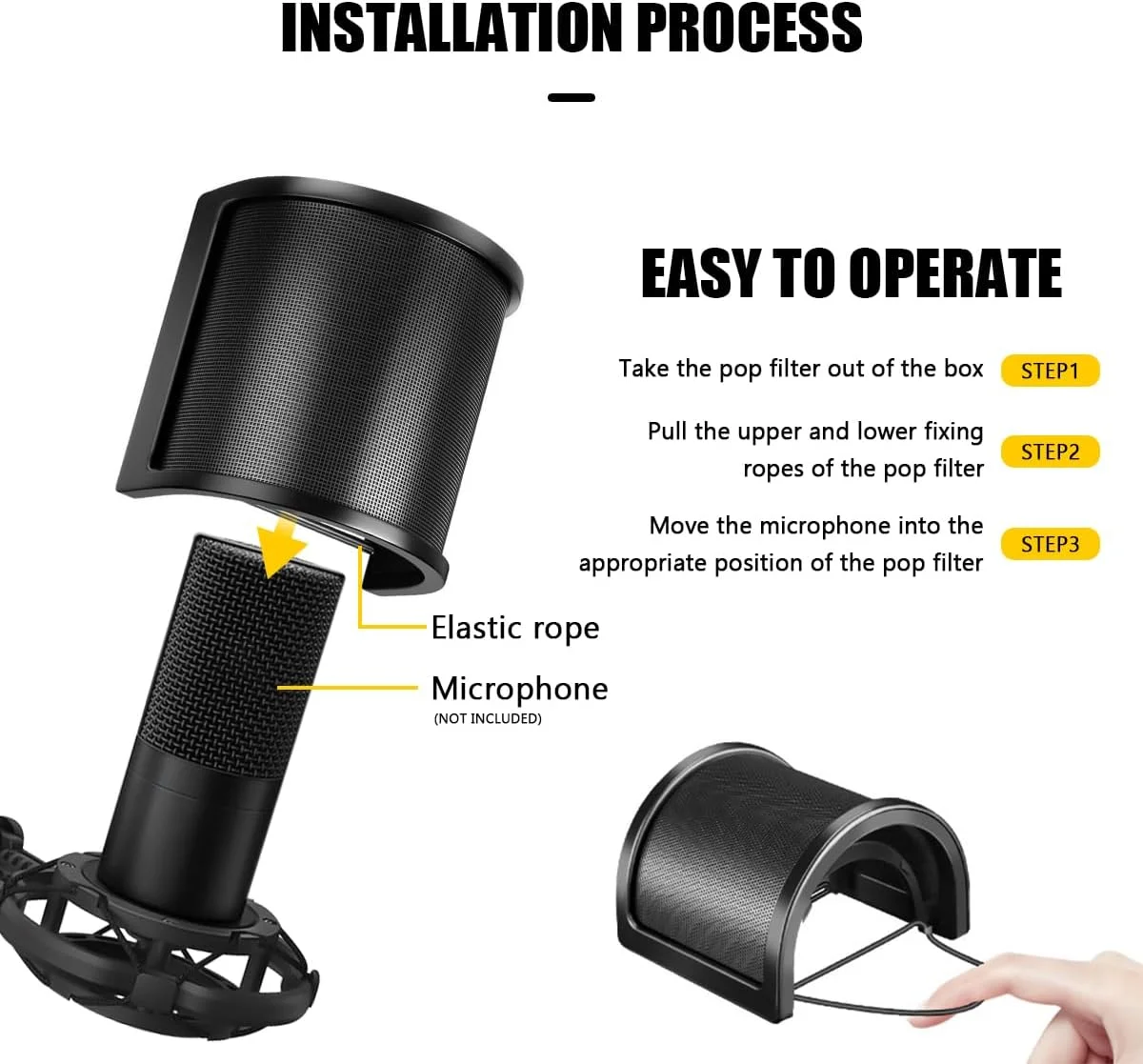 فیلتر پاپ میکروفون، محافظ پاپ میکروفون با لایه فوم بادگیر برای استودیو، ضبط، پادکست