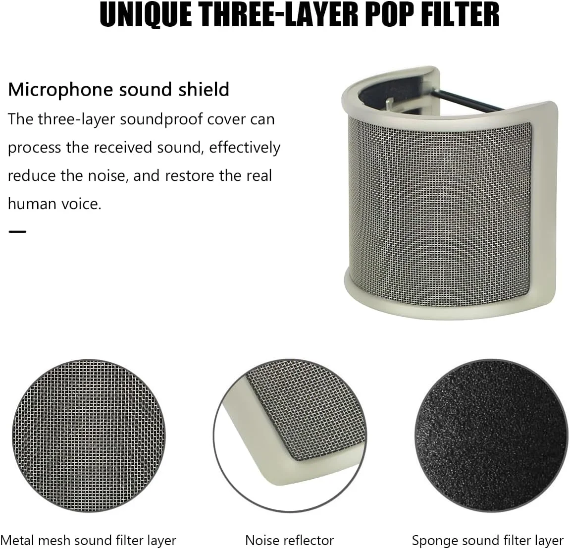 فیلتر پاپ میکروفون، محافظ پاپ میکروفون مدل U شکل طلایی (طلایی) فیلتر پاپ میکروفون، محافظ پاپ میکروفون مدل U شکل طلایی (طلایی)