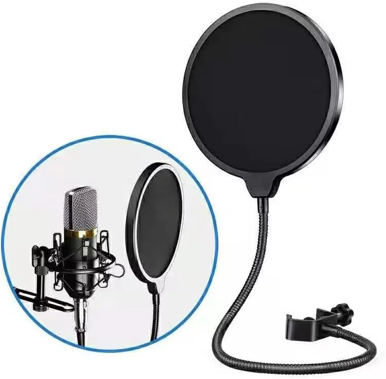 صفحه فیلتر میکروفون حرفه ای - محافظ ماسک پاپ میکروفون با بازوی تثبیت کننده گردن غازی انعطاف پذیر 360 درجه