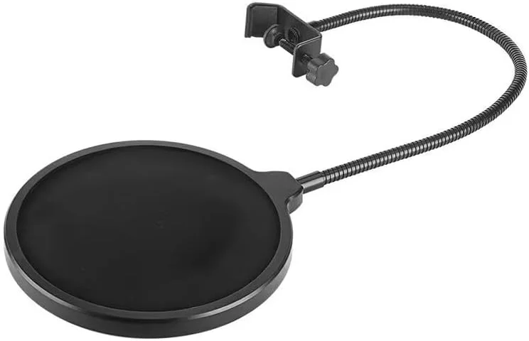 صفحه فیلتر میکروفون حرفه ای - محافظ ماسک پاپ میکروفون با بازوی تثبیت کننده گردن غازی انعطاف پذیر 360 درجه