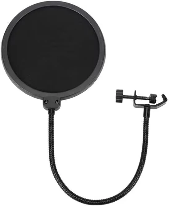 صفحه فیلتر میکروفون حرفه ای - محافظ ماسک پاپ میکروفون با بازوی تثبیت کننده گردن غازی انعطاف پذیر 360 درجه