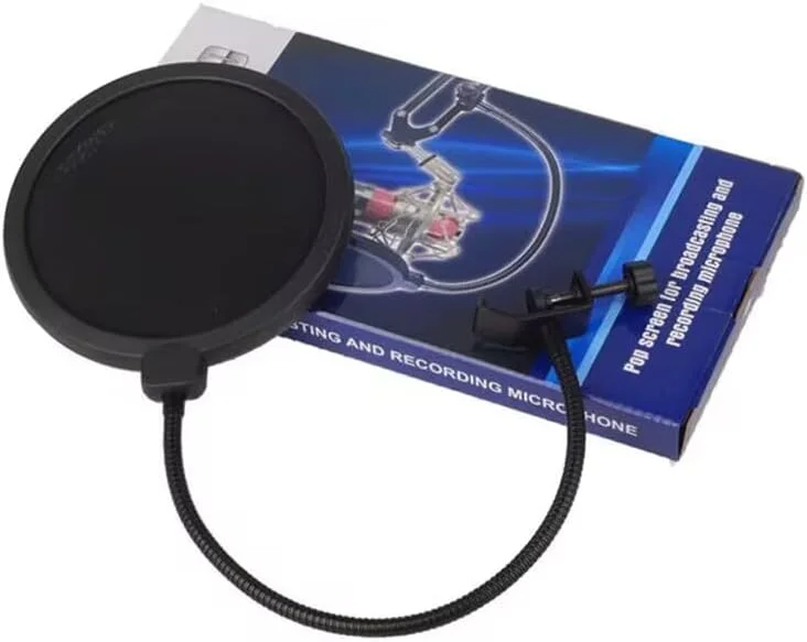 صفحه فیلتر میکروفون حرفه ای - محافظ ماسک پاپ میکروفون با بازوی تثبیت کننده گردن غازی انعطاف پذیر 360 درجه