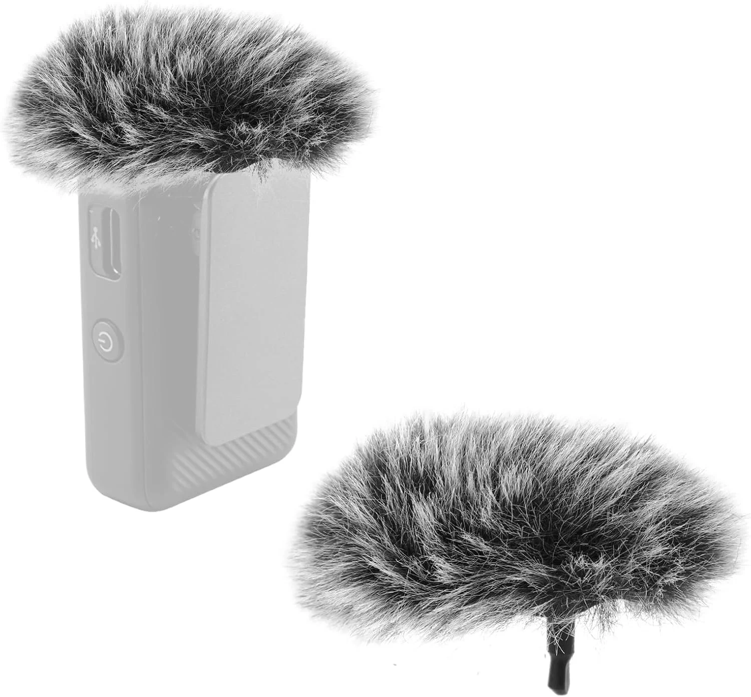 بسته 2 عددی محافظ باد میکروفون برای DJI MIC 2، خزدار، فوم میکروفون، فیلتر پاپ میکروفون (خاکستری)