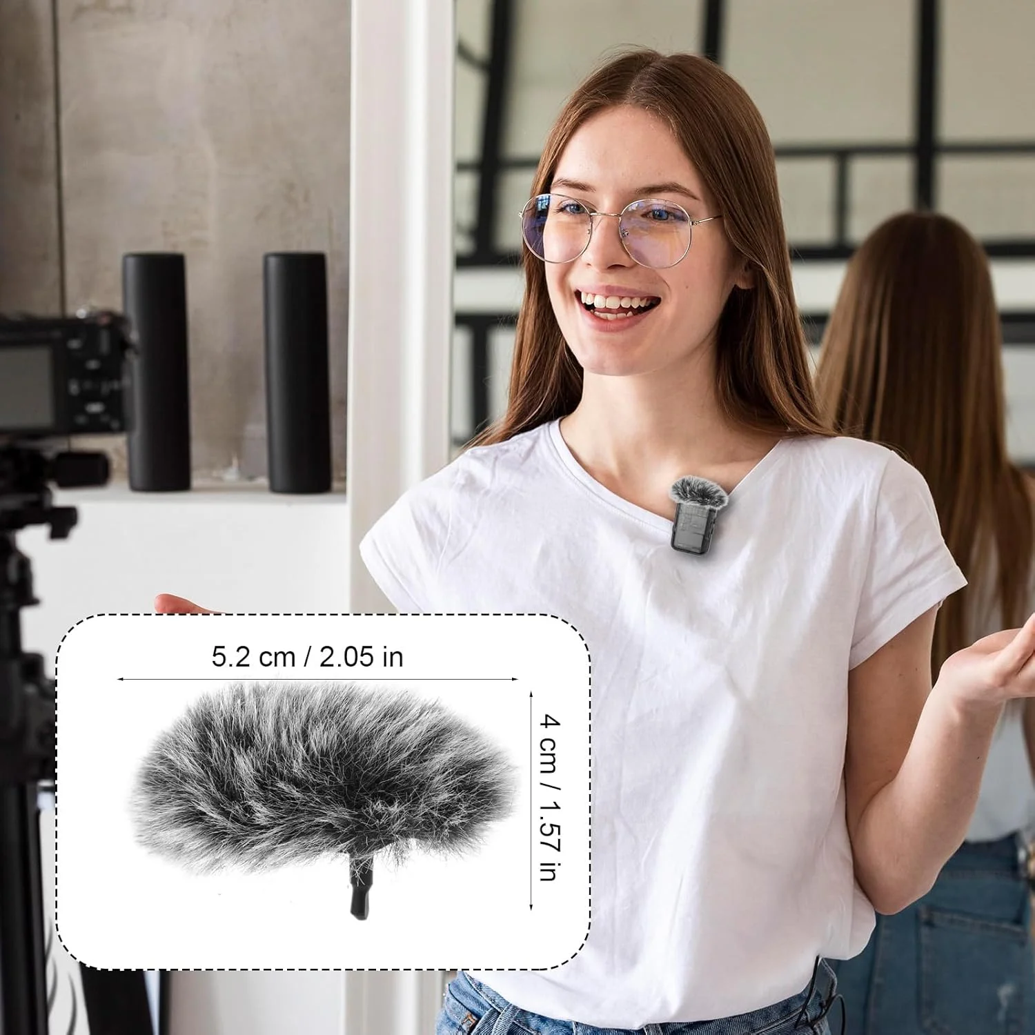 بسته 2 عددی محافظ باد میکروفون برای DJI MIC 2، خزدار، فوم میکروفون، فیلتر پاپ میکروفون (خاکستری)