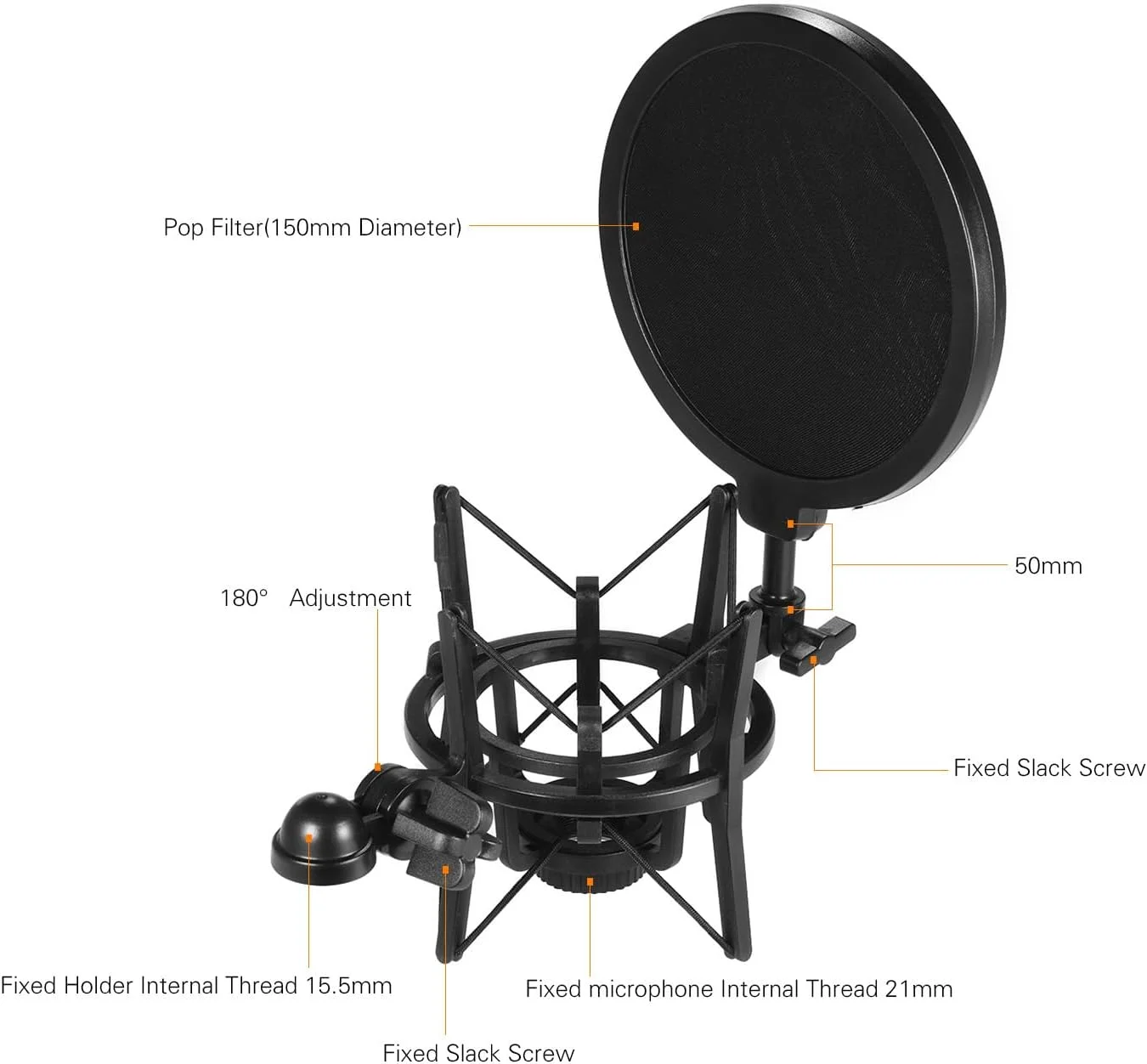 لرزه گیر میکروفون کندانسور پلاستیکی یونیورسال Labymos با فیلتر پاپ برای استودیو موسیقی و پخش آنلاین