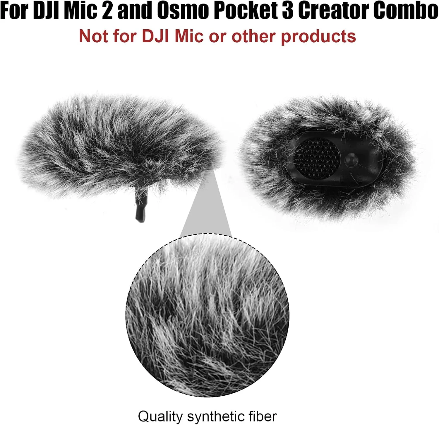 بسته 2 عددی محافظ باد میکروفون برای DJI MIC 2، خزدار، فوم میکروفون، فیلتر پاپ میکروفون (خاکستری)