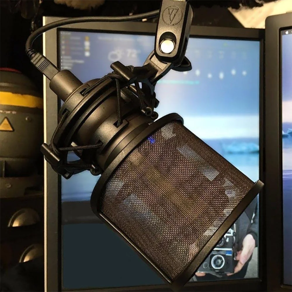 پاپ فیلتر LEAGY، [سه لایه ارتقا یافته] توری فلزی و فوم و لایه اتامین، روکش بادگیر میکروفون، ماسک محافظ میکروفون دستی برای ضبط صدا، ویدیوهای یوتیوب، استریمینگ