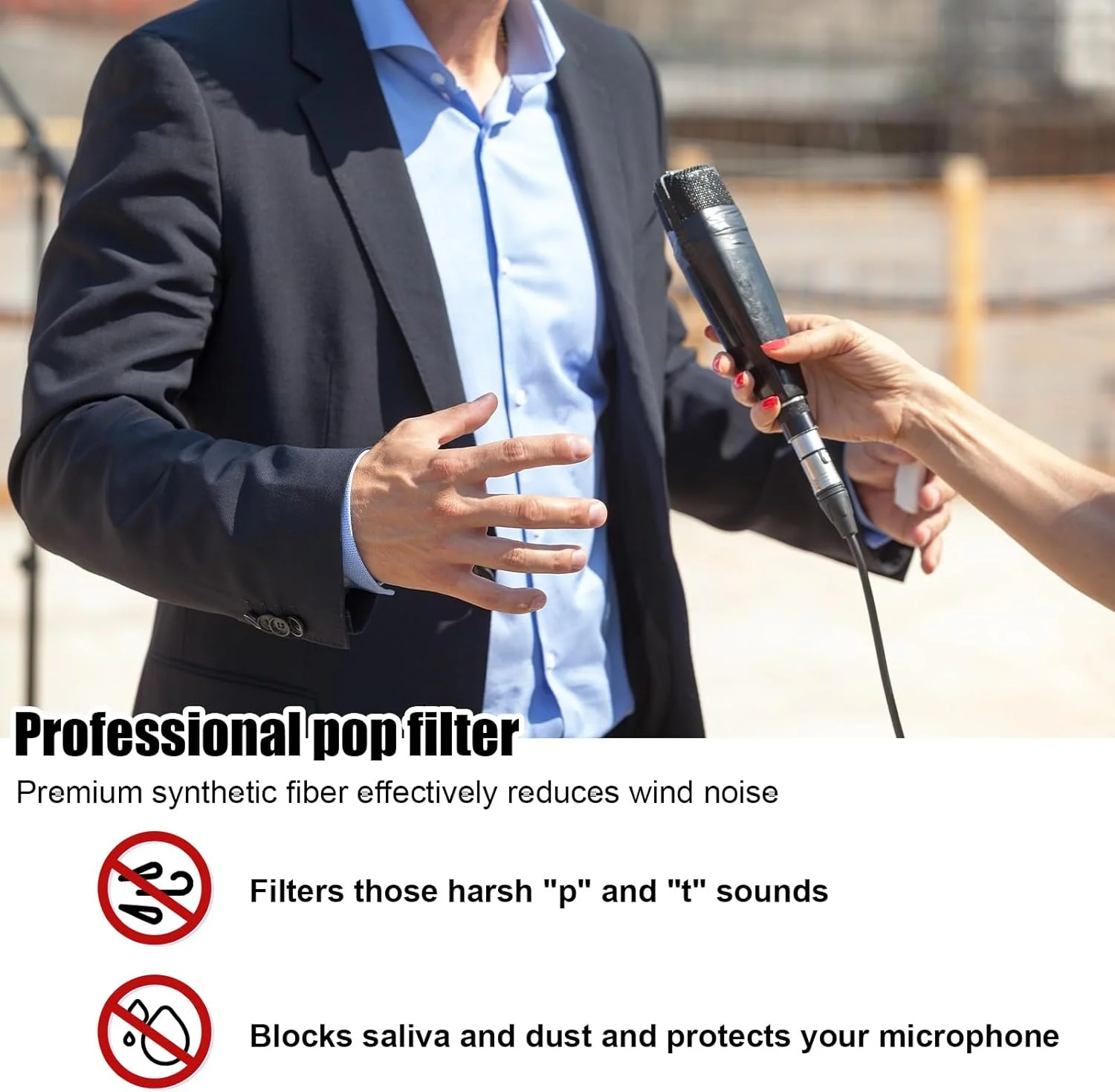 بسته 2 عددی محافظ باد میکروفون برای DJI MIC 2، خزدار، فوم میکروفون، فیلتر پاپ میکروفون (خاکستری)