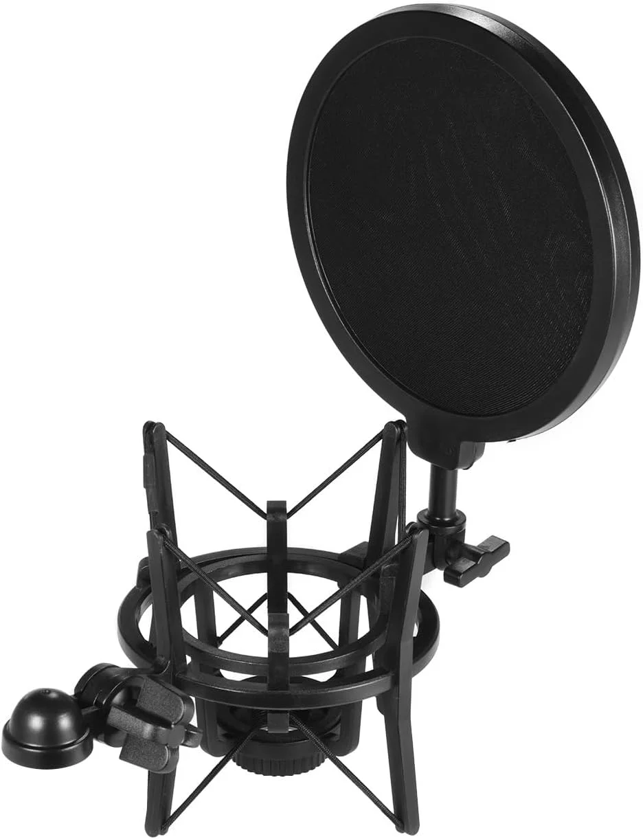 لرزه گیر میکروفون کندانسور پلاستیکی یونیورسال Labymos با فیلتر پاپ برای استودیو موسیقی و پخش آنلاین