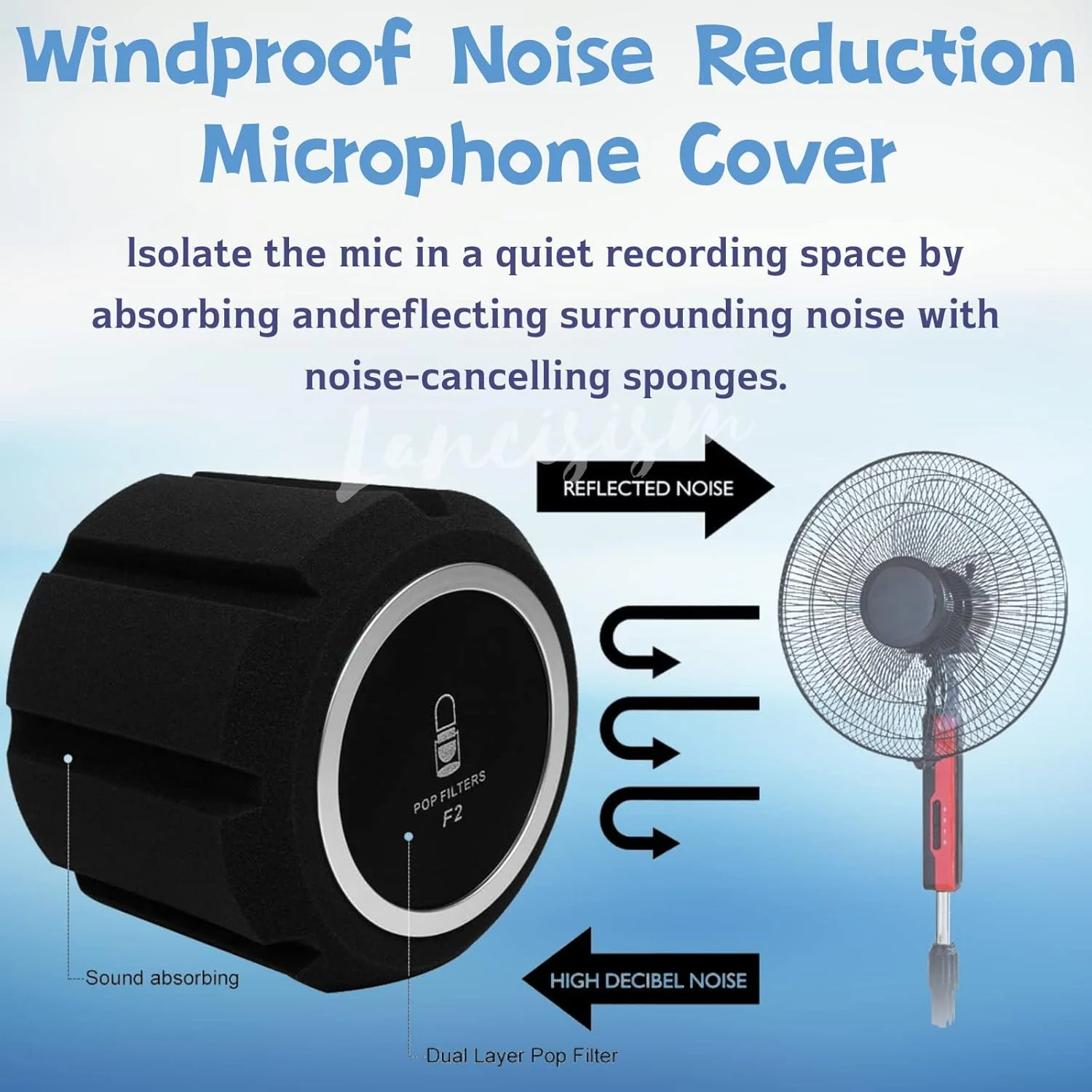 فیلتر پاپ میکروفون Lancisism، محافظ باد حرفه ای میکروفون، فیلتر آکوستیک ضخیم محافظ باد برای میکروفون های استودیو ضبط 45 تا 60 میلی متری، فوم جاذب صدا که نویز و انعکاسات را کاهش می دهد فیلتر پاپ میکروفون Lancisism، محافظ باد حرفه ای میکروفون، فیلتر آکوستیک ضخیم محافظ باد برای میکروفون های استودیو ضبط 45 تا 60 میلی متری، فوم جاذب صدا که نویز و انعکاسات را کاهش می دهد